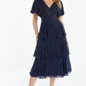 Vestido Midi Volantes Azul