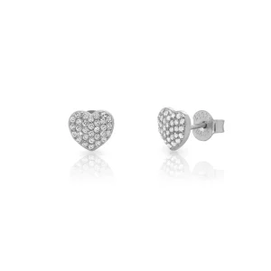 Pendientes mini corazón circonita blanca Silver
