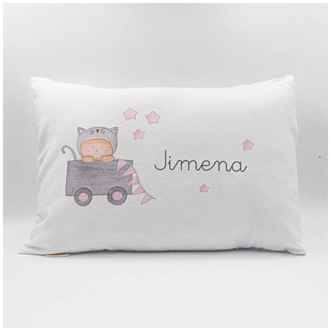 Cojín Carro Rosa con Nombre Personalizado