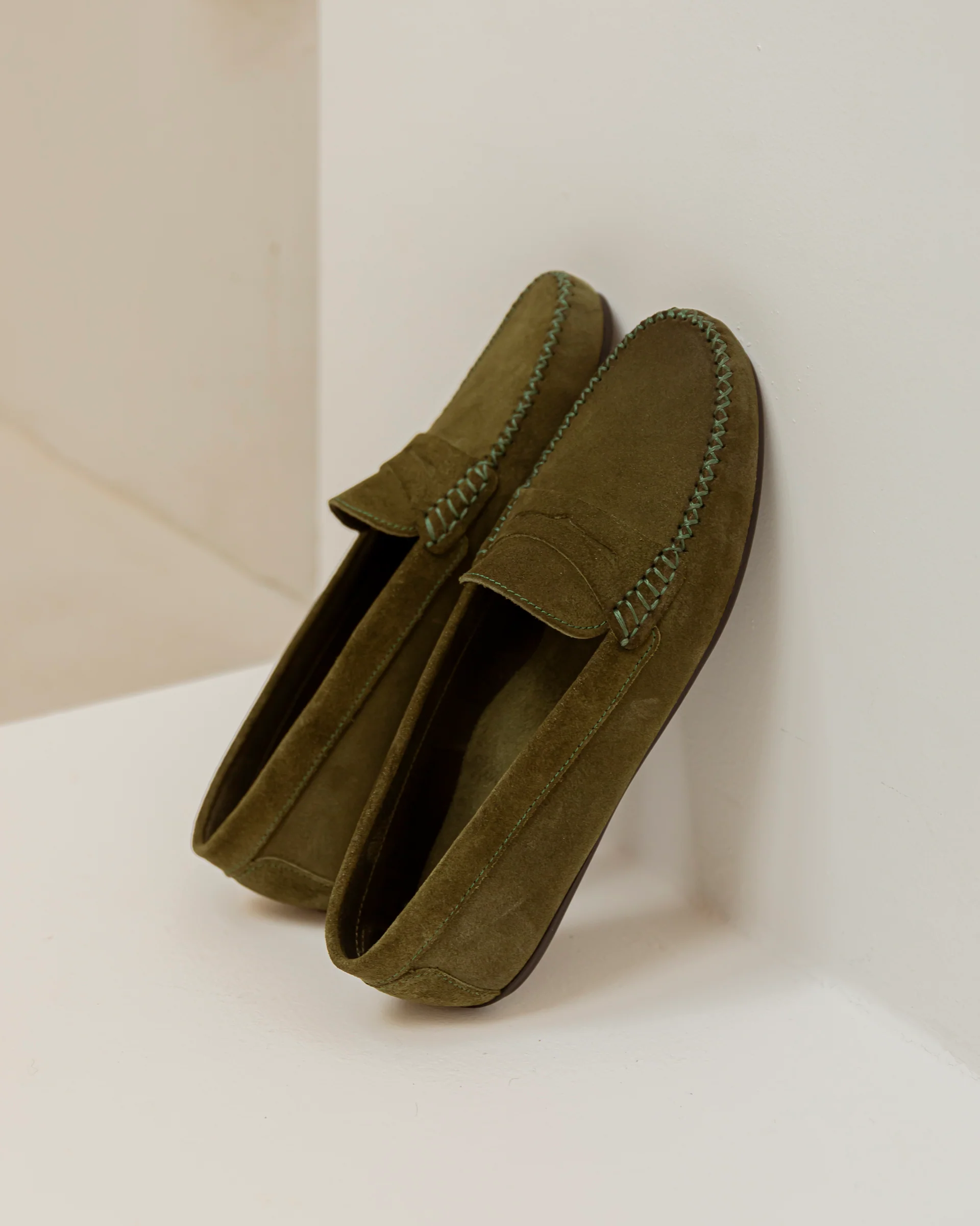 Mocasines ante verde - Imagen 3