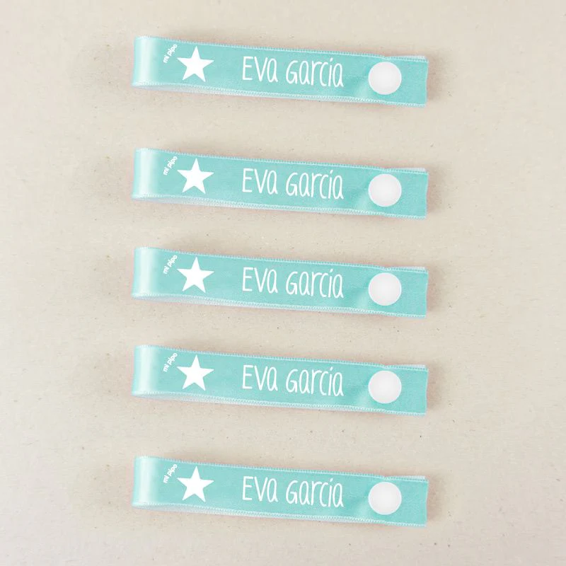 Pack 5 cintas para colgar ropa personalizadas Estrella Menta